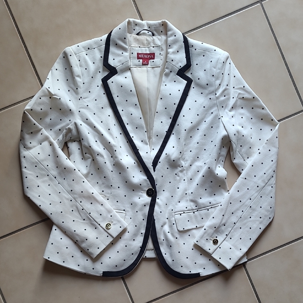 Merona Cream Blazer with Black Dots